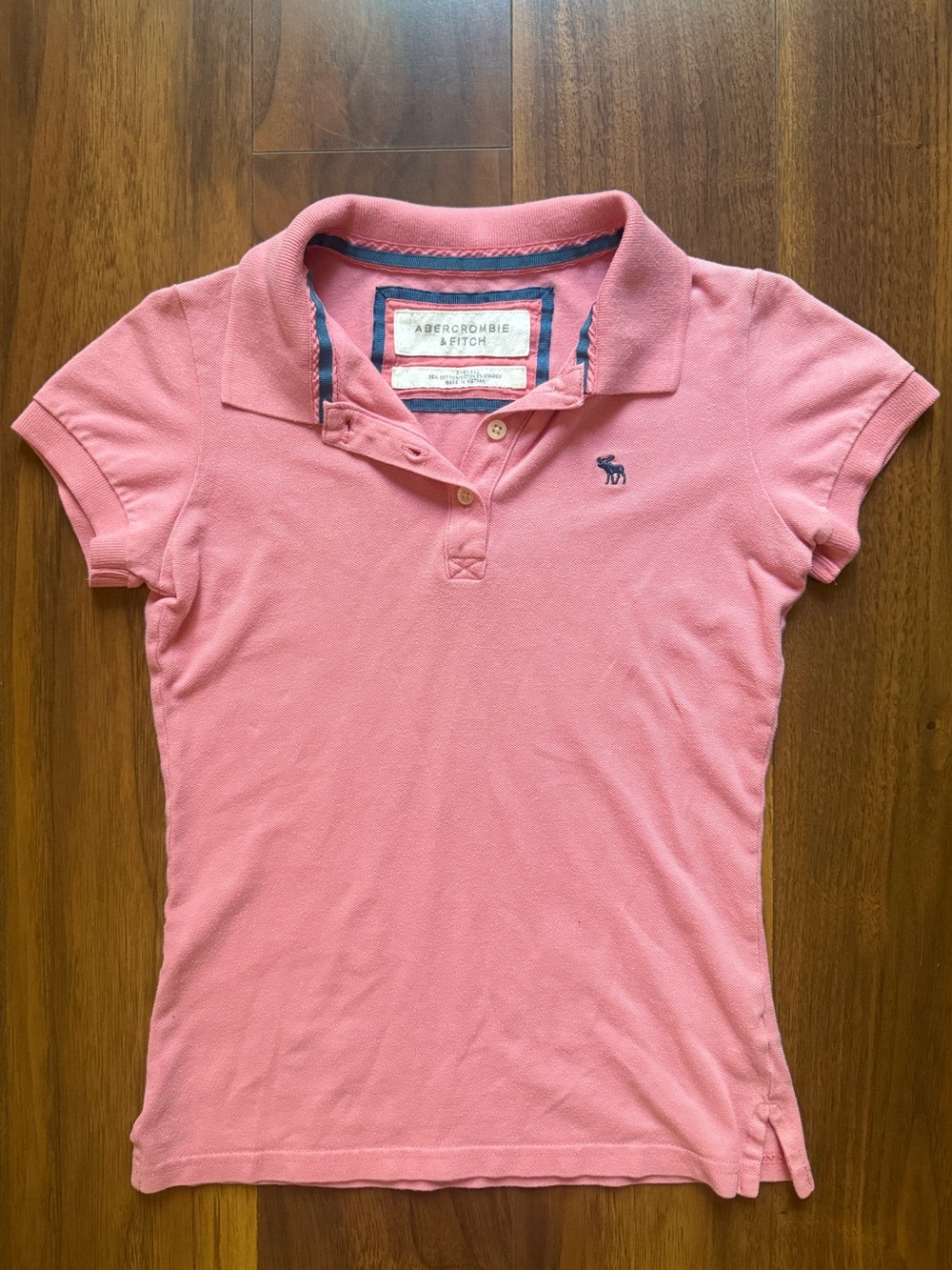 Abercrombie & Fitch Vintage Y2K Pink Short Sleeve Pique Polo Shirt / XS - Picture 1 of 7